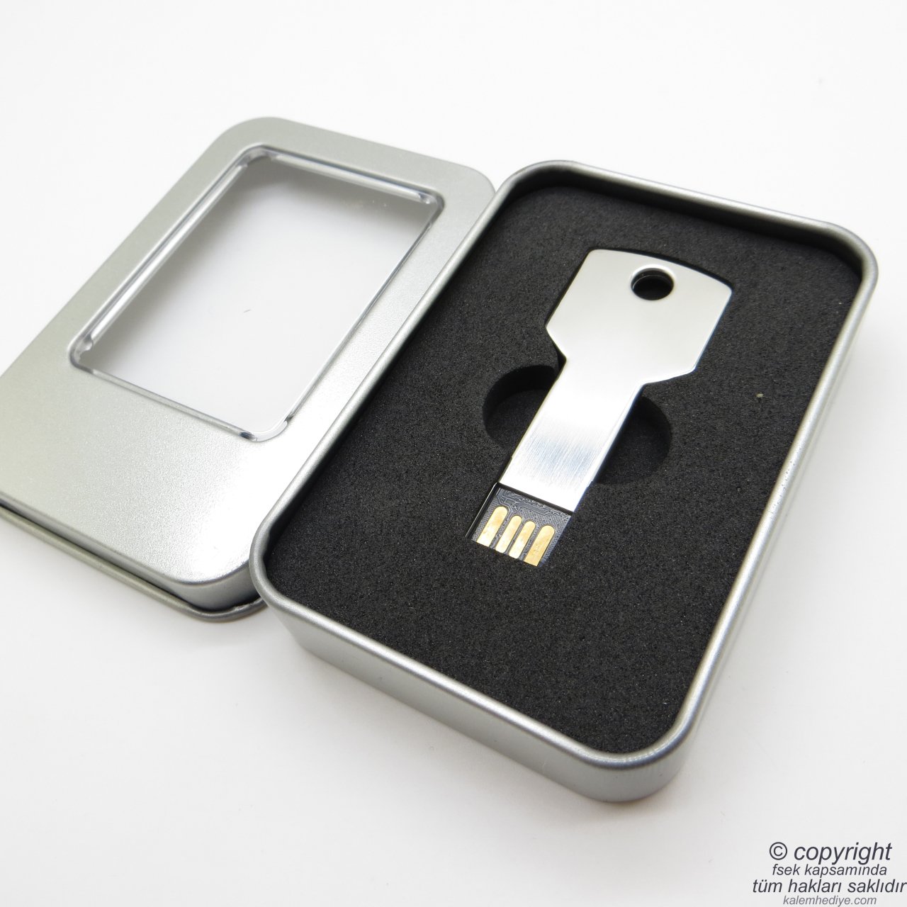 PG-82 Kişiye Özel Anahtar Usb Bellek 16GB Metal Gümüş Gri | İsme Özel Usb Bellek | Hediyelik Usb Flash Bellek