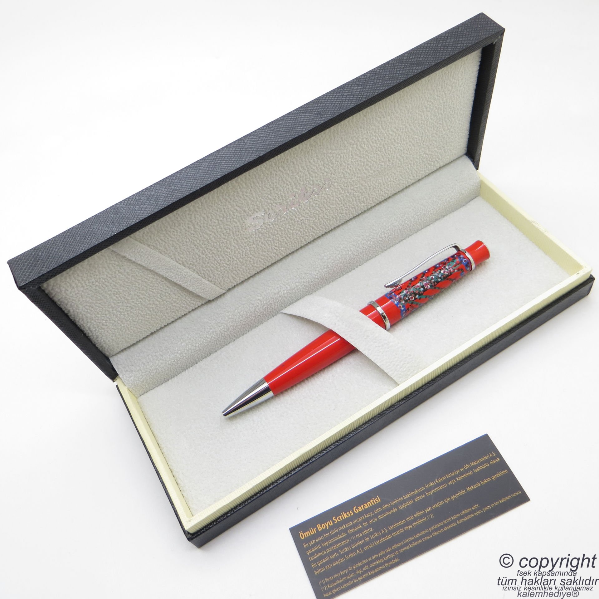 Scrikss Kırmızı Özel Çizimli Sanatsal Tükenmez Kalem | Benzersiz üründür. Yalnızca bir adet bulunmaktadır
