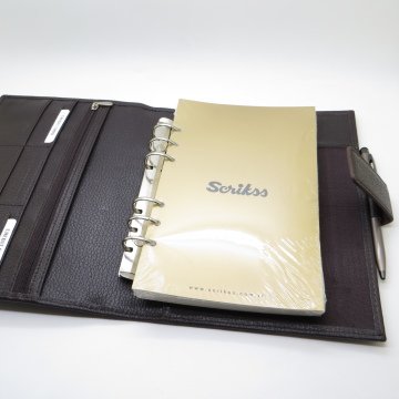 Scrikss Hakiki Deri 24x19 A5 Organizer Flötr Kahve + Kalem | İsme Özel