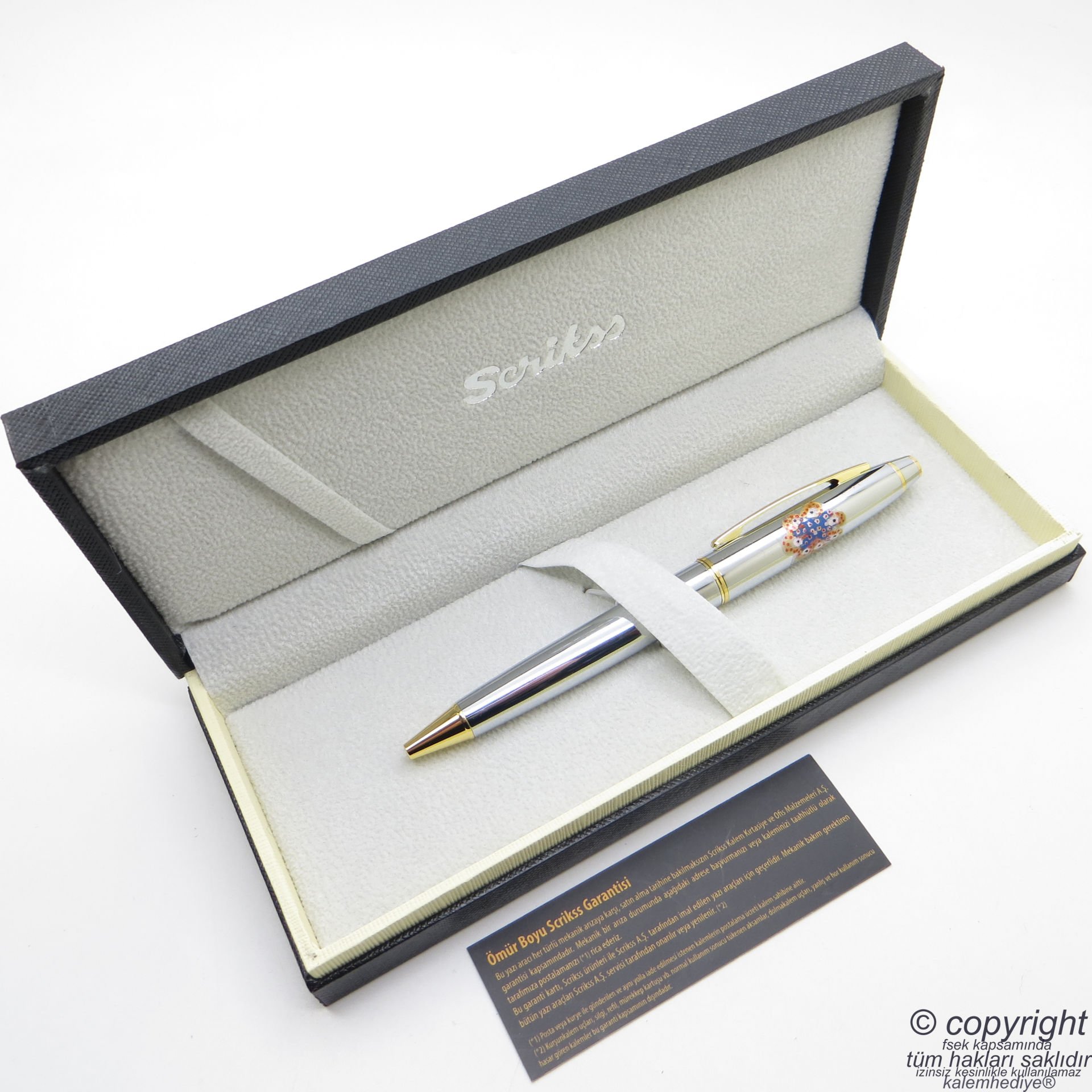 Scrikss Gold Krom Sanatsal Desen Çizimli Tükenmez Kalem | Benzersiz üründür. Yalnızca bir adet bulunmaktadır