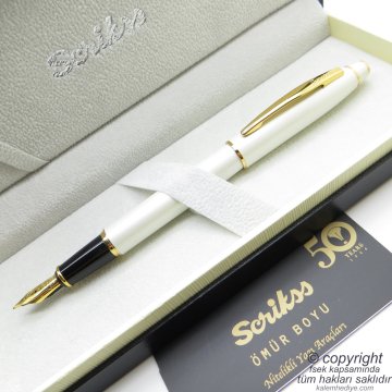 Scrikss 35 Beyaz Altın Dolma Kalem | Scrikss Kalem | İsme Özel Kalem | Hediyelik Kalem