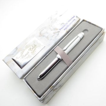 Wings Marble T210 Beyaz Krom Işıklı Touch Tükenmez Kalem | İsme Özel Kalem | Hediyelik Kalem