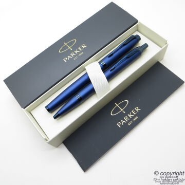 Parker IM Professional Mono Mavi Dolma Kalem + Tükenmez Kalem Set | Parker Kalem | İsme Özel Kalem | Hediyelik Kalem