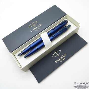 Parker IM Professional Mono Mavi Dolma Kalem + Tükenmez Kalem Set | Parker Kalem | İsme Özel Kalem | Hediyelik Kalem