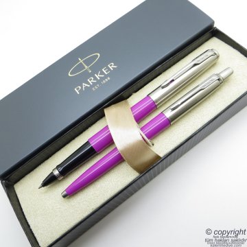 Parker Jotter Original Fuşya Roller Kalem + Tükenmez Kalem Set | İsme Özel Kalem | Hediyelik Kalem