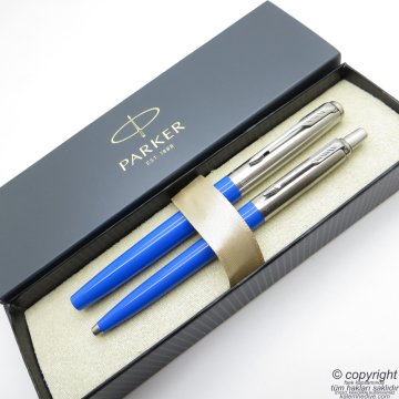 Parker Jotter Original Sky Blue Roller Kalem + Tükenmez Kalem Set | İsme Özel Kalem | Hediyelik Kalem