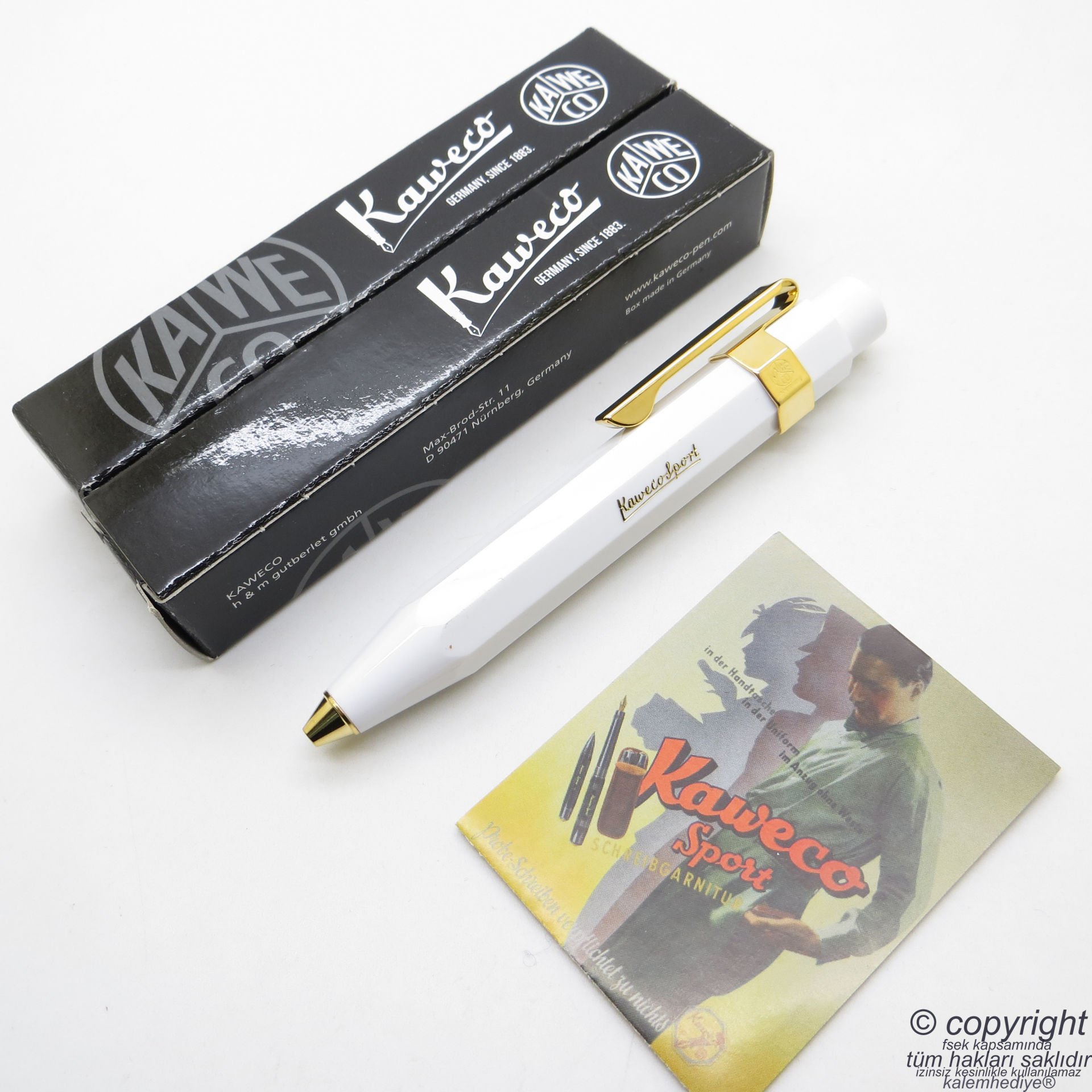 Kaweco 10000019 Beyaz Altın Tükenmez Kalem | İsme Özel Kalem