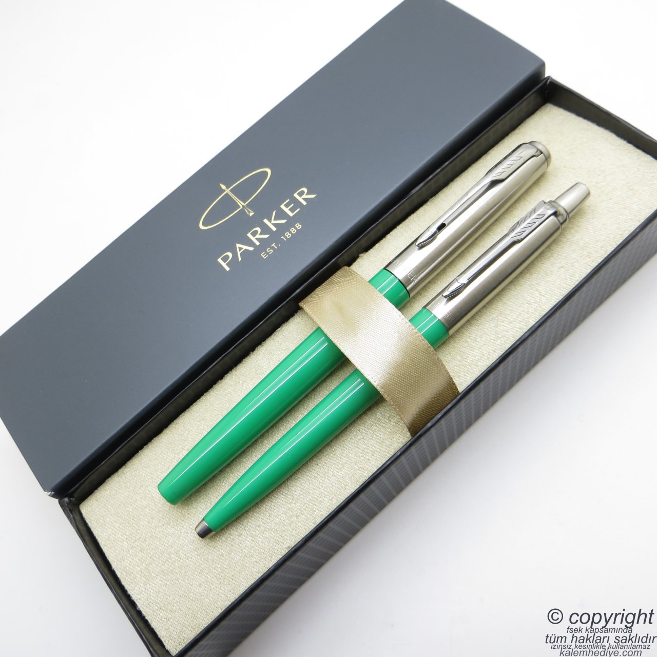 Parker Jotter Original Yeşil Dolma Kalem + Tükenmez Kalem Set | İsme Özel Kalem | Hediyelik Kalem