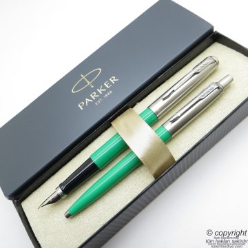 Parker Jotter Original Yeşil Dolma Kalem + Tükenmez Kalem Set | İsme Özel Kalem | Hediyelik Kalem