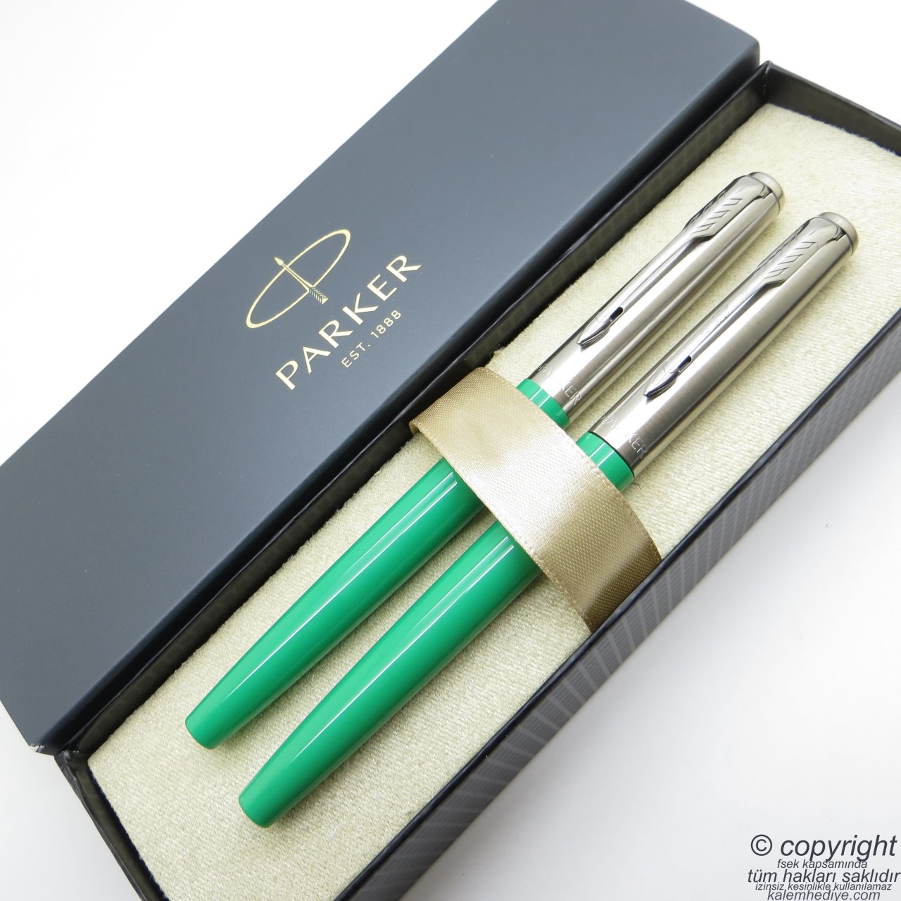 Parker Jotter Original Yeşil Dolma Kalem + Roller Kalem Set | İsme Özel Kalem | Hediyelik Kalem