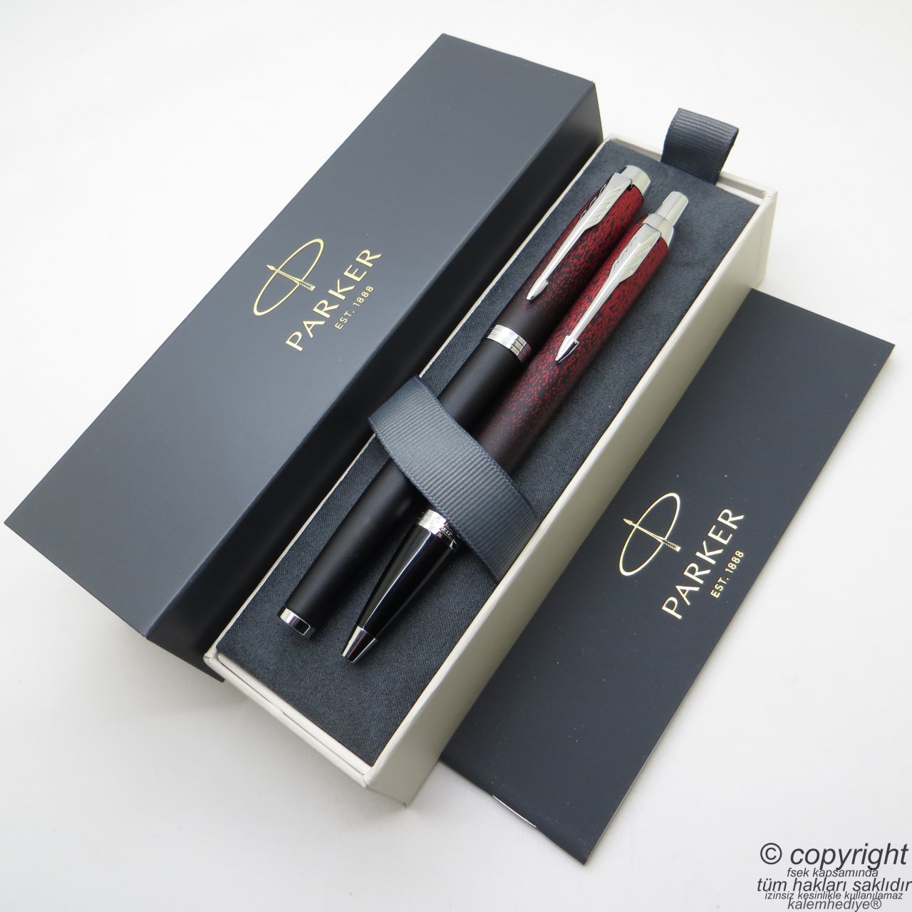 Parker IM Special Edition Kırmızı Siyah Dolma Kalem + Tükenmez Kalem Set | İsme Özel Kalem | Hediyelik Kalem