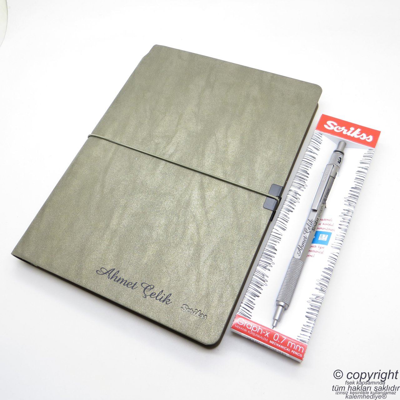 Scrikss İsme Özel Verona Defter + Graph-X Versatil Kalem Hediyelik Set - SG184 İsme Özel Defter Set