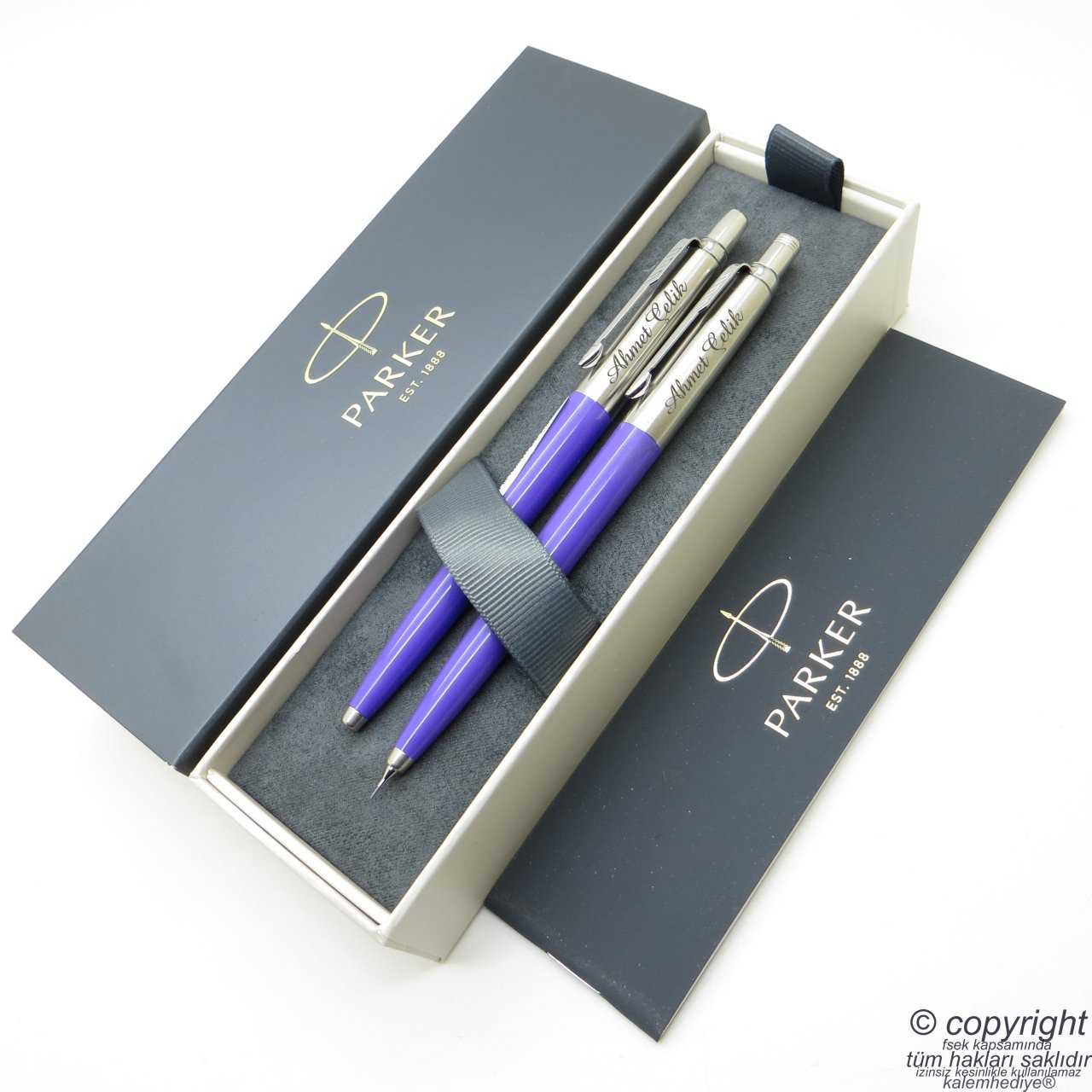 Parker Jotter Original Mor Tükenmez Kalem + 0.5 Versatil (uçlu) Kalem Set | İsme Özel Kalem | Hediyelik Kalem