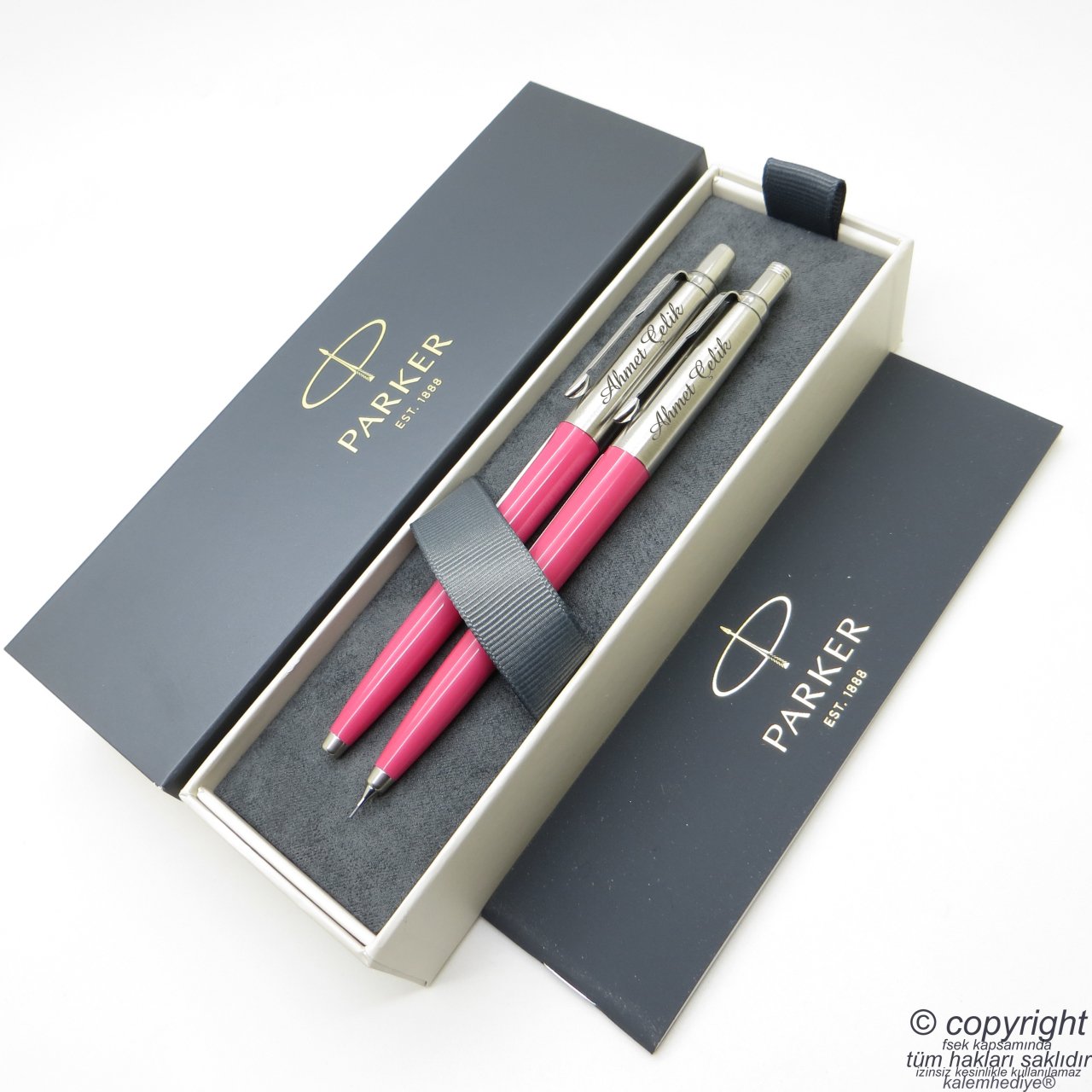 Parker Jotter Original Pembe Tükenmez Kalem + 0.5 Versatil (uçlu) Kalem Set | İsme Özel Kalem | Hediyelik Kalem