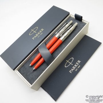 Parker Jotter Original Turuncu Tükenmez Kalem + 0.5 Versatil (uçlu) Kalem Set | İsme Özel Kalem | Hediyelik Kalem