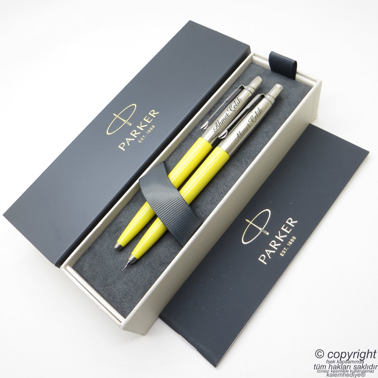 Parker Jotter Original Sarı Tükenmez Kalem + 0.5 Versatil (uçlu) Kalem Set | İsme Özel Kalem | Hediyelik Kalem
