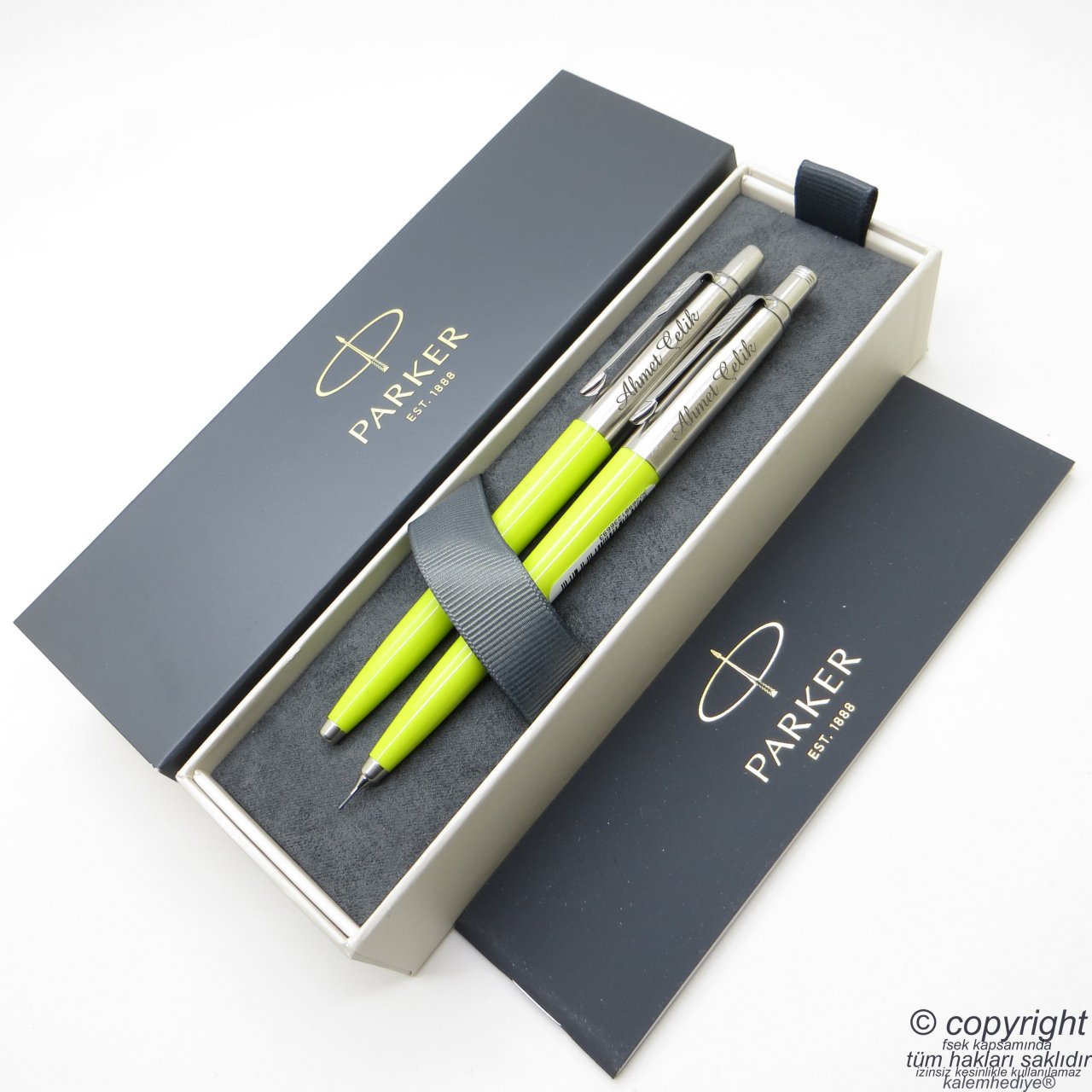 Parker Jotter Original Lime Tükenmez Kalem + 0.5 Versatil (uçlu) Kalem Set | İsme Özel Kalem | Hediyelik Kalem