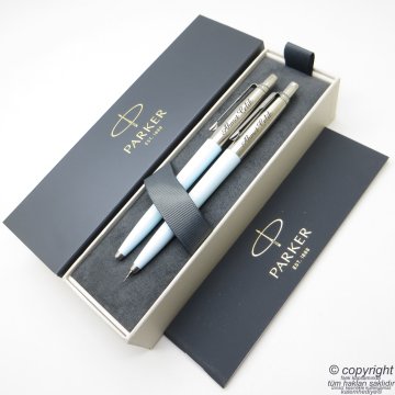 Parker Jotter Original Koyu Beyaz Tükenmez Kalem + 0.5 Versatil (uçlu) Kalem Set | İsme Özel Kalem | Hediyelik Kalem