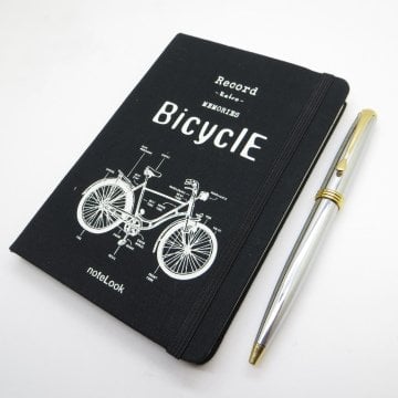 Scrikss Notelook Tekstil Bicycle Defter + İsme Özel Gold Krom Kalem | İsme Özel Hediye