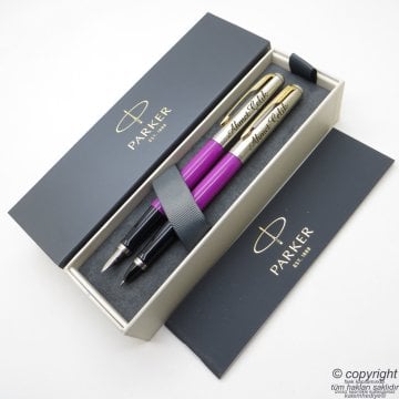 Parker Jotter Original Fuşya GT Dolma Kalem + Roller Kalem Set | İsme Özel Kalem | Hediyelik Kalem