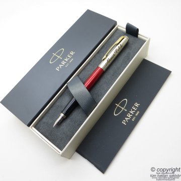 Parker Jotter Metal Kırmızı GT Dolma Kalem | İsme Özel Kalem | Hediyelik Kalem