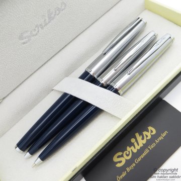 Scrikss 78 3'lü Set Lacivert | Dolma Kalem + Tükenmez Kalem + Versatil Kalem Set | Scrikss Kalem | İsme Özel Kalem | Hediyelik Kalem