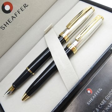 Sheaffer Prelude Paladyum Altın Dolma Kalem + Tükenmez Kalem | İsme Özel Kalem Seti