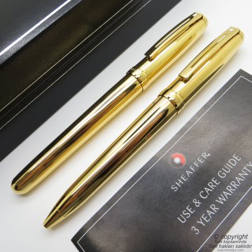 Sheaffer Prelude 23 Ayar Altın Kaplama Dolma Kalem + Tükenmez Kalem Set | İsme Özel Kalem Seti