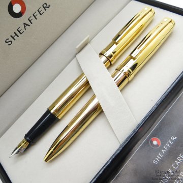 Sheaffer Prelude 23 Ayar Altın Kaplama Dolma Kalem + Tükenmez Kalem Set | İsme Özel Kalem Seti