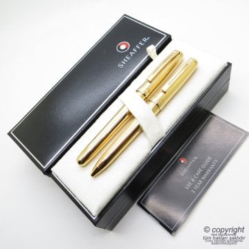 Sheaffer Prelude 23 Ayar Altın Kaplama Roller Kalem + Tükenmez Kalem Set | İsme Özel Kalem Seti