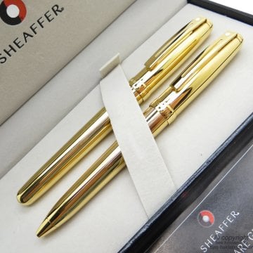 Sheaffer Prelude 23 Ayar Altın Kaplama Roller Kalem + Tükenmez Kalem Set | İsme Özel Kalem Seti