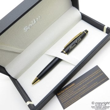 Scrikss 35 Mat Siyah Altın Tükenmez Kalem | Scrikss Kalem | İsme Özel Kalem | Hediyelik Kalem