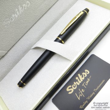 Scrikss 35 Mat Siyah Altın Dolma Kalem | Scrikss Kalem | İsme Özel Kalem | Hediyelik Kalem