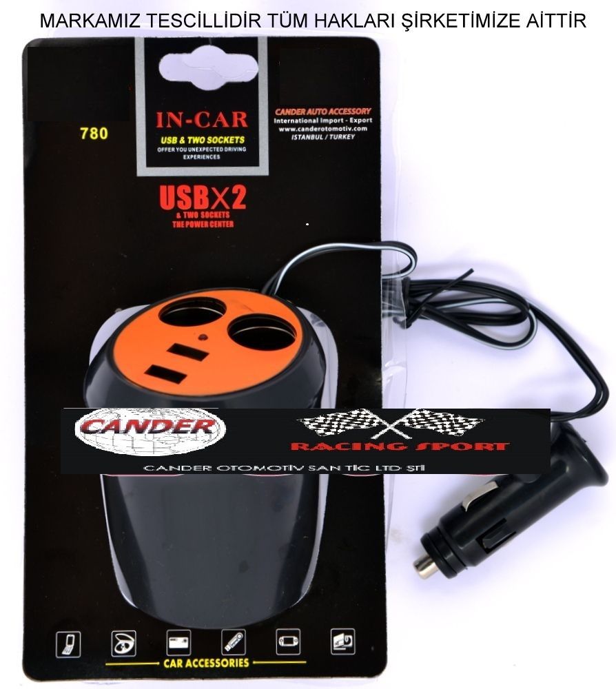 Çakmak Çoklayıcı Soket 2 USB 2 Çakmak Çıkışı uc780