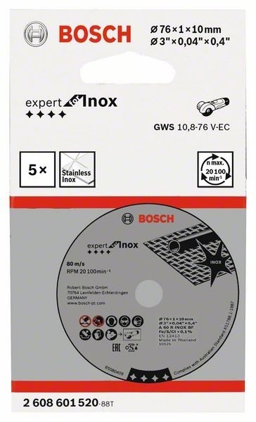 Bosch 76*1*10 mm Expert For Inox Gws 10,8 ve Gws 12 için kesici disk