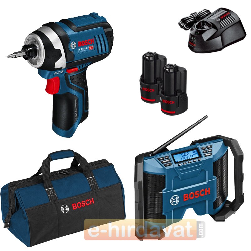 Bosch GDR 12V-105 Darbeli Somun Sıkma + GPB 12V-10 Şantiye Radyosu