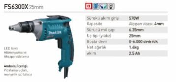 Makita FS6300X Alçıpan Vidalama Makinası