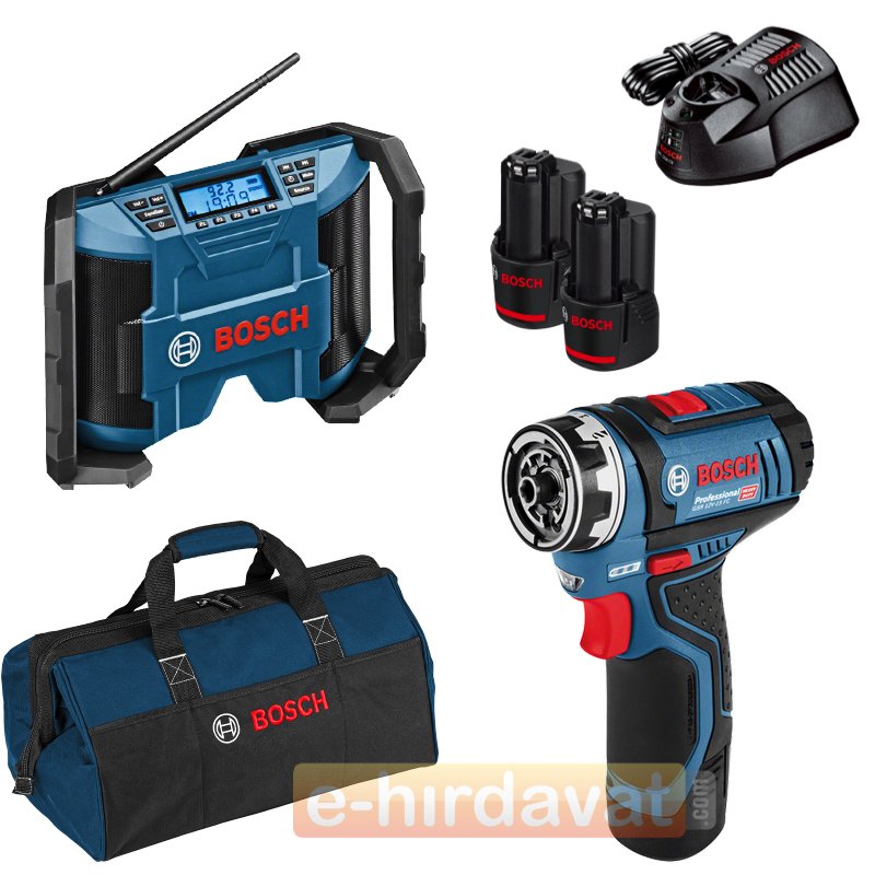 Bosch GPB 12V-10 Şantiye Radyosu + GSR 12V-15 FC Akülü Vidalama