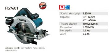 Makita HS7601 Daire Testere