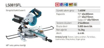 Makita LS0815FL Sürgülü Lazerli Gönye Kesme Makinası