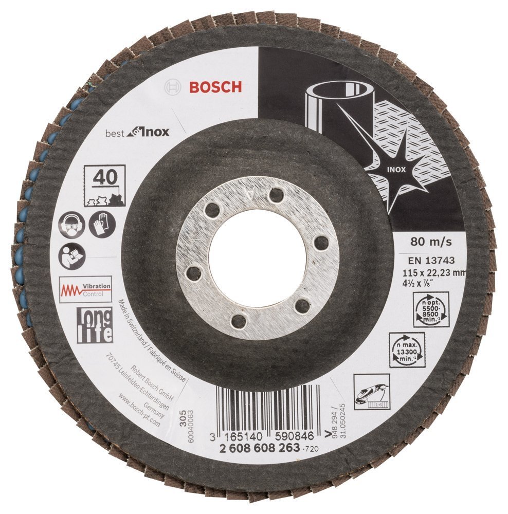 Bosch 115 mm 40 K Best for Inox Flap Disk