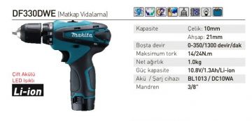 Makita DF330DWE Akülü Matkap Vidalama