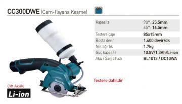 Makita CC300DWE Akülü Cam Fayans Kesme