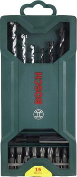 Bosch Aksesuarlar Bosch - X-Line 15 Parça Ahşap, Beton Matkap Ucu ve Vidalama Seti