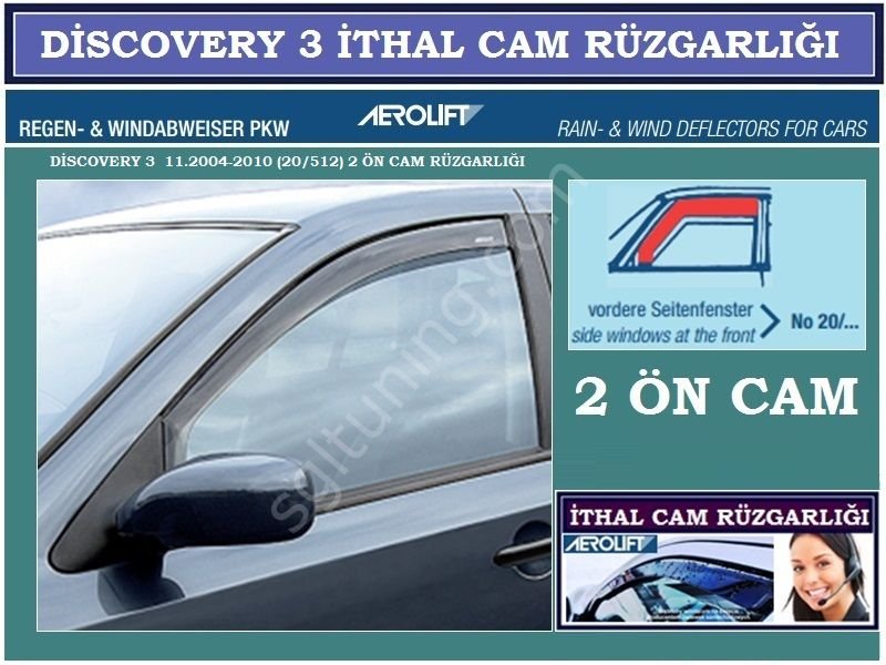 Land Rover Discovery 3 5D 11.2004-2010 2 ön Cam AEROLİFT CAM RÜZGARLIĞI