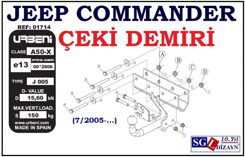SGL-20302A JEEP COMMANDER ÇEKİ DEMİRİ 7/2005-.. JEEP COMMANDER AKSESUARLARI