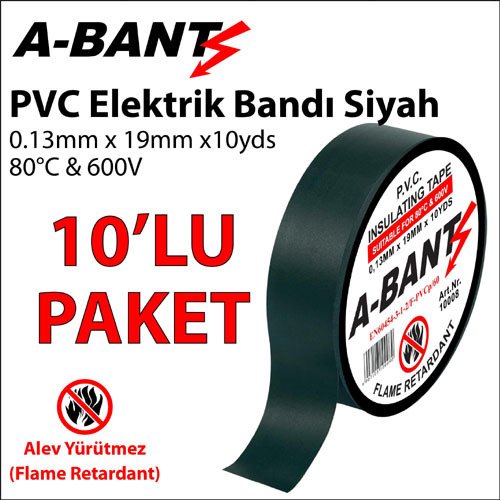 A-BANT Elektrik Bandı Siyah (10 Lu Paket)