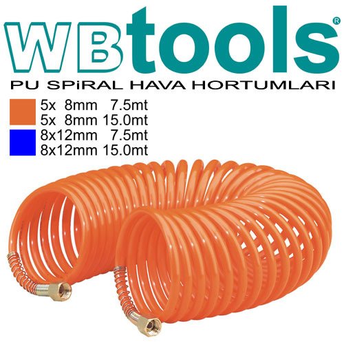 WB Tools Spiral Hava Hortumu 1/4 - 8 x 12 Mm - 7.5 Metre