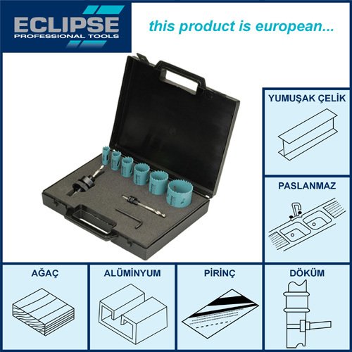 Eclipse EE30K HSS Delik Açma Testere Seti 9 Parça (Plastik Çantalı)