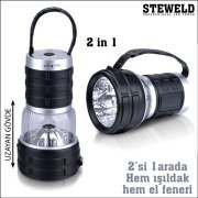 STEWELD 989B Çift Fonksiyonlu 12 LED El Feneri ve Işıldak